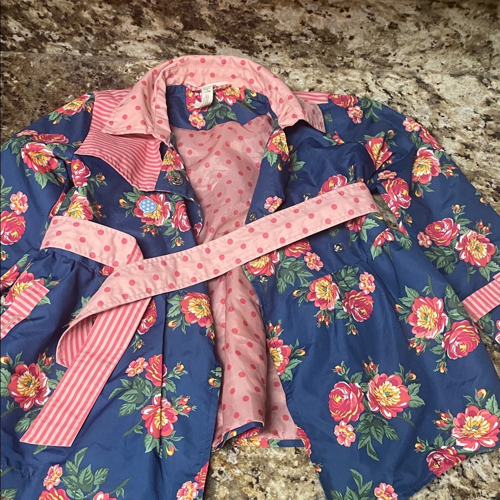 Matilda Jane Navy Floral Jacket with Pink Polka Lining